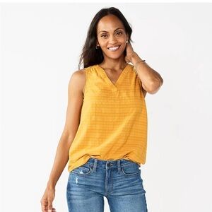 Women’s Sonoma Goods For Life V-Neck Tank Top Yellow Orange XS x-Small